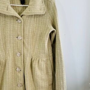 Patagonia Cream Better Sweater Long Fleece Button Front Funnel Neck Coat Medium